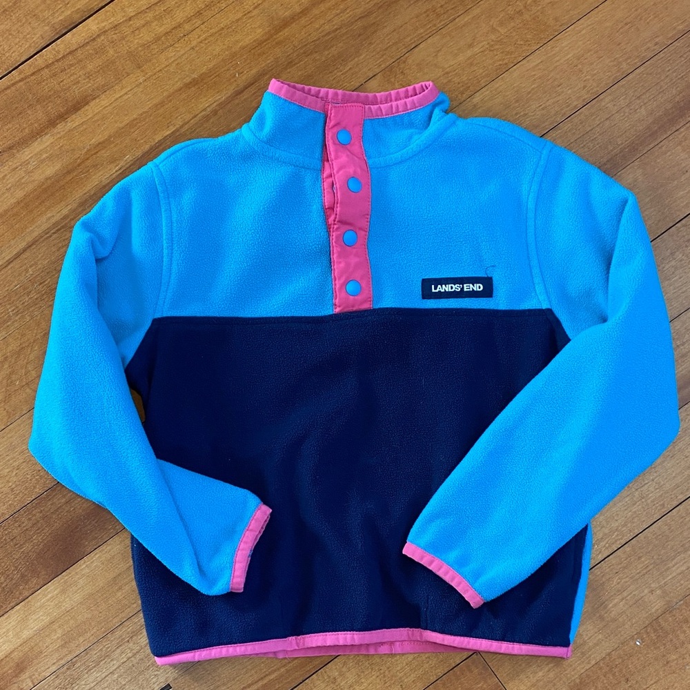 Lands' End Vibrant Blue and Pink Fleece Top